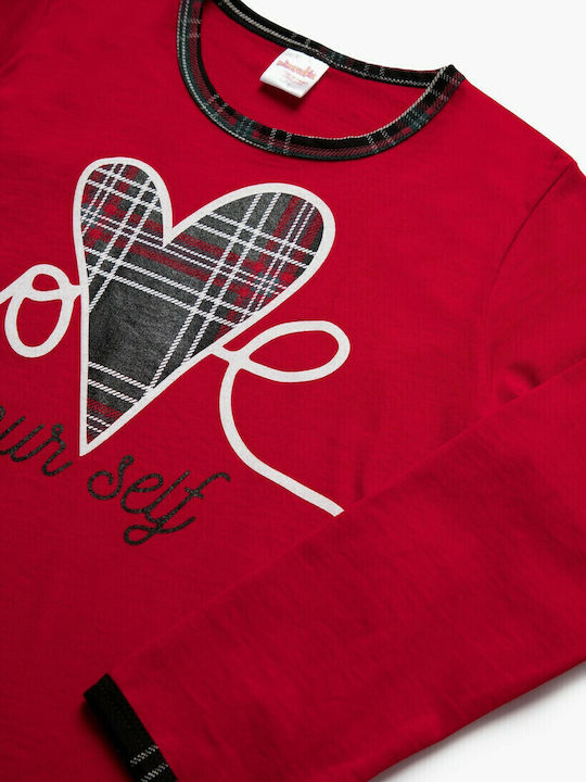 Minerva Kids' Pajamas Winter Red Love Your Self