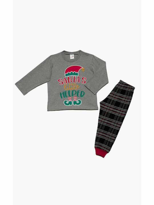 Minerva Kids' Pajamas Winter Gray XMas Elf