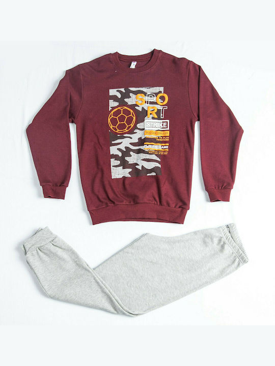 Dreams by Joyce Set Top & Bottom Kids Winter Pyjamas Burgundy