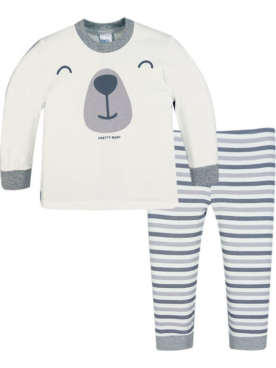 Pretty Baby Set Top & Bottom Kids Winter Cotton Pyjamas Ecru