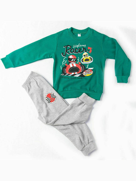 Dreams by Joyce Set Top & Bottom Kids Winter Cotton Pyjamas Green