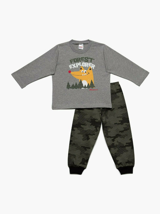 Minerva Set Top & Bottom Kids Winter Cotton Pyjamas Gray