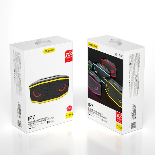 Dudao Y10XS Impermeabil Boxă Bluetooth 5W cu Durată de Baterie până la 8 ore Negru