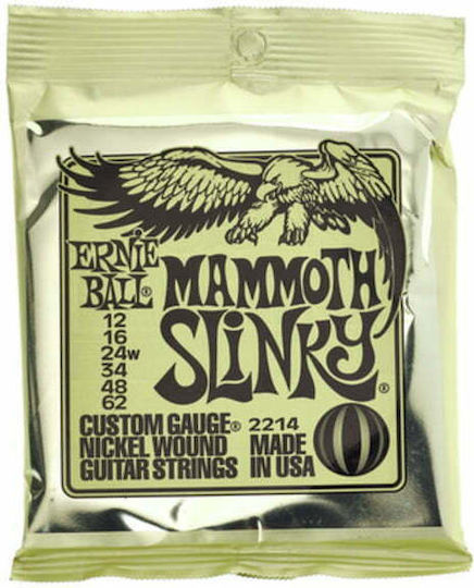 Ernie Ball Slinky Set of Nickel Wound Electric Guitar Strings 12 - 62" Mammoth