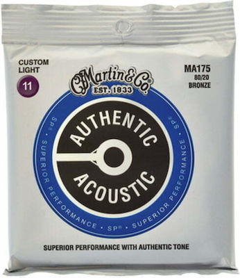 Martin Set of 80/20 Bronze Strings for Acoustic Guitar Authentic Acoustic SP Custom Light 11 - 52"