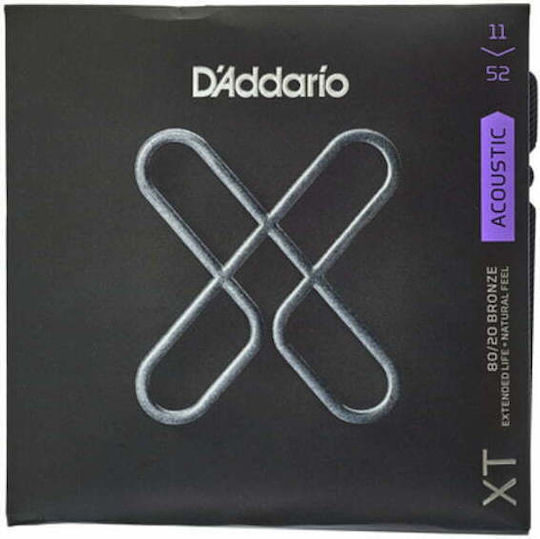 Daddario XT Acoustic 80/20 Bronze Σετ Χορδών 80/20 Bronze Ακουστικής Κιθάρας 11 - 52" Custom Light