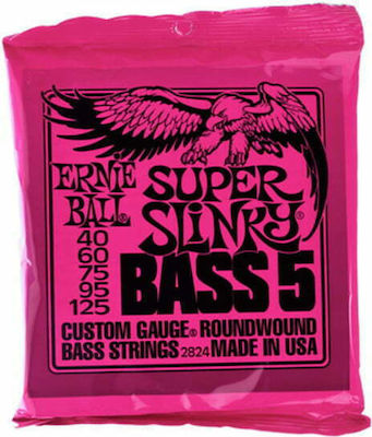 Ernie Ball Set Nickel gewickelt Saiten für Bass Slinky Bass 5-String Super 40 - 125"