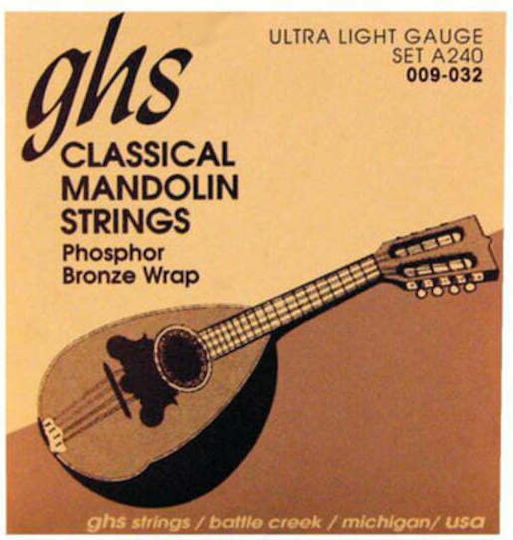 GHS Strings Phosphor Bronze Mandolin Strings Set Phosphor Bronze Mandolin 9 - 32 Inches Ultra Light