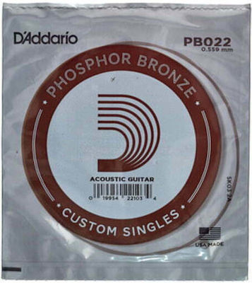 Daddario Einzelne Phosphor-Bronze Saite für Akustische Gitarre Single Wound .022"