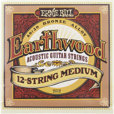 Ernie Ball Complete Set 80/20 Bronze String for Acoustic Guitar Earthwood 80/20 Bronze 12-String Medium 11-28