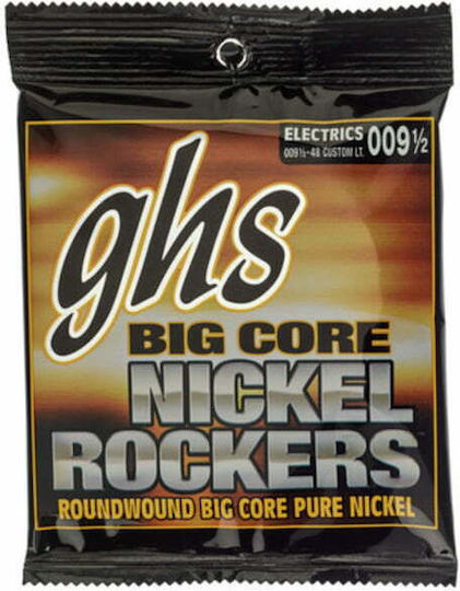 GHS Strings Big Core Nickel Rockers Набор Струни За Електрическа Китара Чист Никел 9.5 - 48 Custom Light