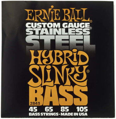 Ernie Ball Set of Stainless Steel Strings for Bass Slinky Stainless Steel Bass Hybrid 45 - 105"