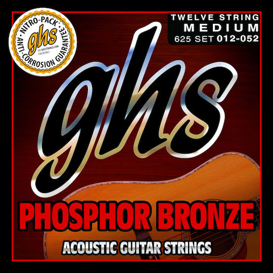 GHS Strings Phosphor Bronze 12-String Set of Acoustic Guitar Strings Phosphor Bronze 12 - 52" Medium