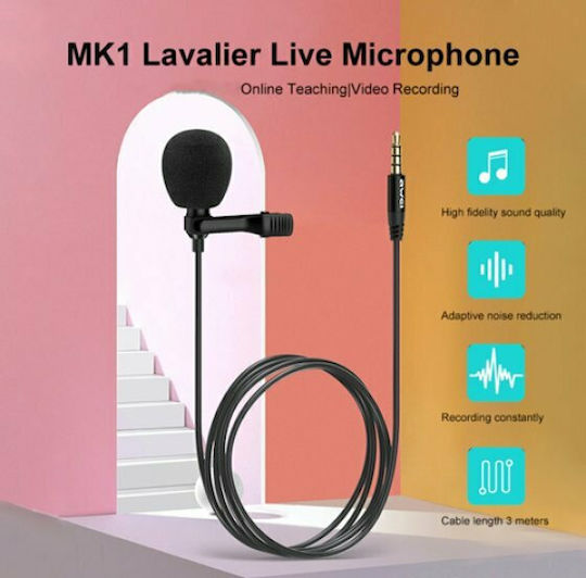 Awei MK1 Condenser (Small Diaphragm) Microphone 3.5mm Πέτου, Clip On Journalistic
