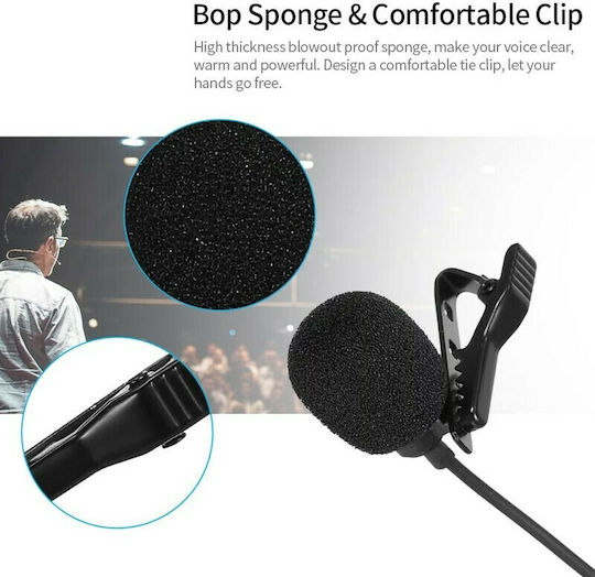 Hands-Free Lavalier Set Electret Microphone 3.5mm Πέτου, Clip On Journalistic Jack 3.5mm