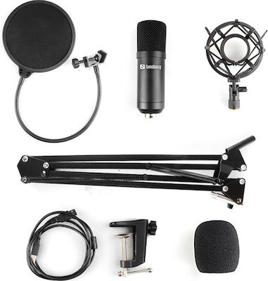 Sandberg Πυκνωτικό Μικρόφωνο USB Streamer USB Microphone Kit Τοποθέτηση Shock Mounted/Clip On