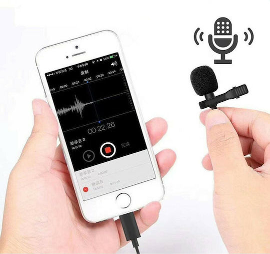 Hands-Free Lavalier Set Electret Microphone 3.5mm Πέτου, Clip On Journalistic Jack 3.5mm