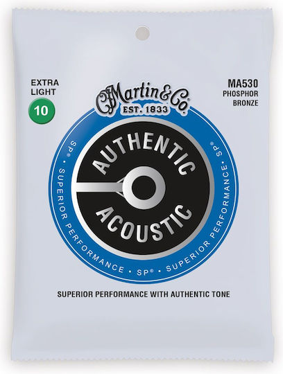 Martin Set of Phosphor Bronze Strings for Acoustic Guitar Authentic Acoustic SP Extra Light 10 - 47"