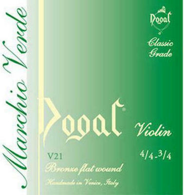 Dogal Single Bronze String for Violin 4/4 Green Tag A (La)