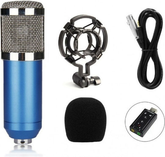 BM-800 Condenser Microphone XLR / USB Shock Mounted for Vocals in Blue Color