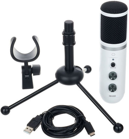 Mackie EM-USB Кондензаторен Микрофон Шоково монтиран за Студио в White Цвят
