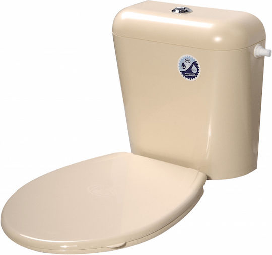 Nikiplast Classic Επίτοιχο Πλαστικό Καζανάκι Πλάτης Χαμηλής Πίεσης Cream