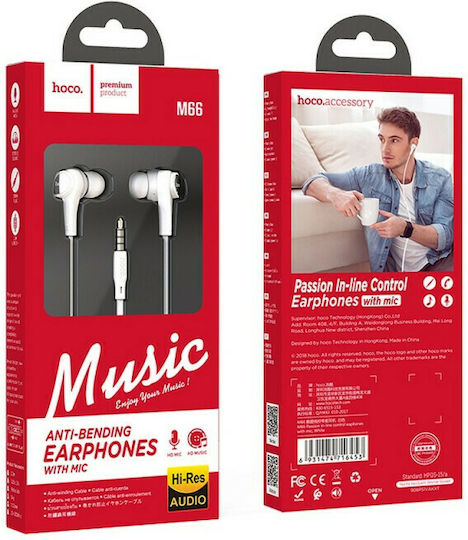 Hoco M66 Passion In-ear Handsfree με Βύσμα 3.5mm Λευκό