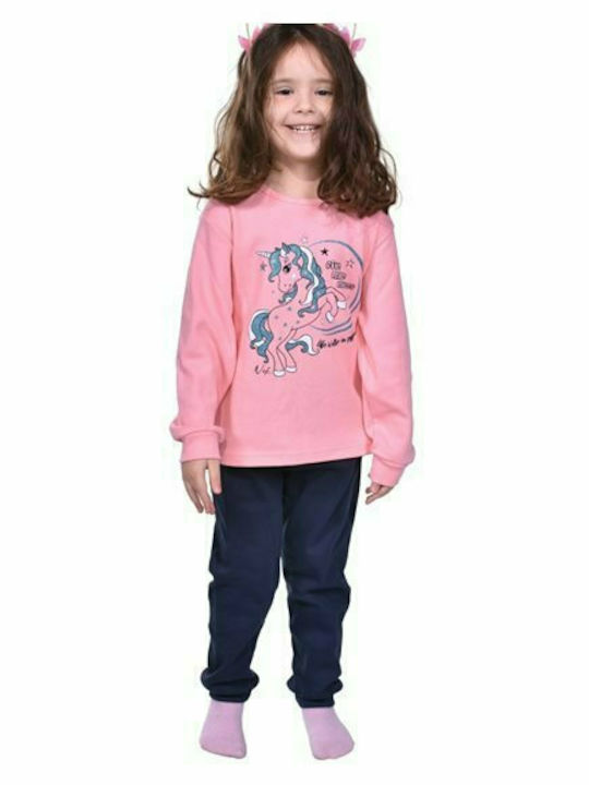 Nek Kids Wear Set Top & Bottom Kids Winter Pyjamas Pink