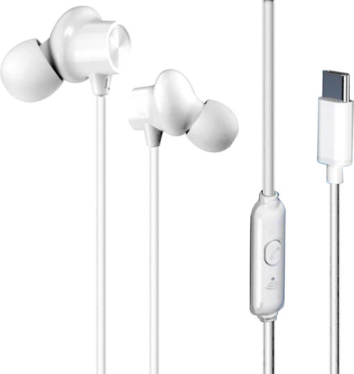XO EP42 In-ear Handsfree με Βύσμα USB-C Λευκό