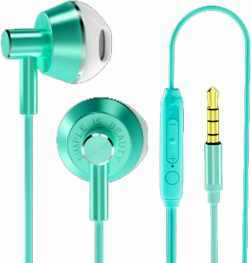 XO EP34 Earbuds Handsfree με Βύσμα 3.5mm Πράσινο