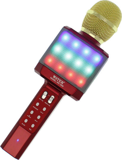 WSTER Μικρόφωνο Karaoke Ασύρματο WS-1828 WS-1828 Κόκκινο
