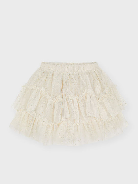 Kinder Rock aus Tüll Polka Dot Beige