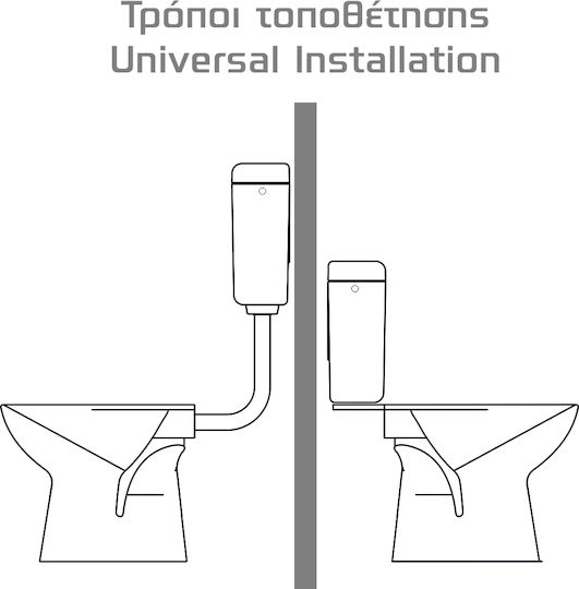 Siamp Rondo Universal Wall Mounted Plastic Low Pressure Rectangular Toilet Flush Tank White