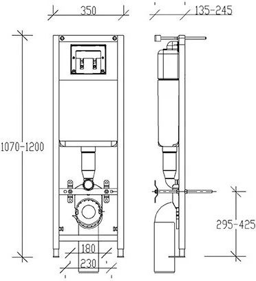 Tema Built-in Plastic Rectangular Low Pressure Toilet Flush