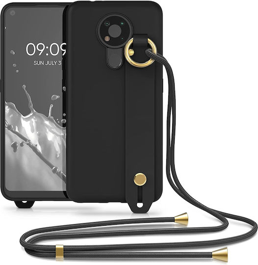 KWmobile Back Cover Silicone 1.3mm with Strap Black (Nokia 3.4)