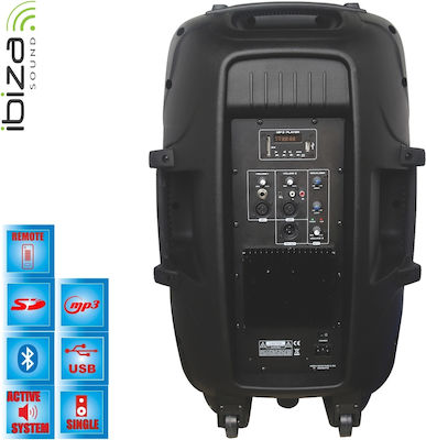 Ibiza Sound Αυτοενισχυόμενο Ηχείο PA BT12A 225W με Γούφερ 12" σε Μαύρο Χρώμα