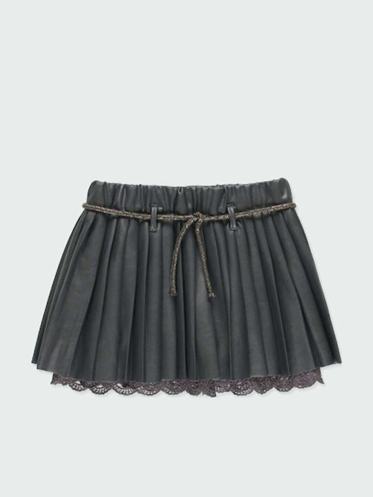Kids' Leather Pleated Skirt Gray