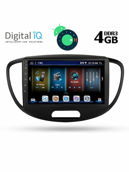 Digital IQ Car Audio System for Hyundai i10 / i20 2008-2013 (Bluetooth/USB/AUX/WiFi/GPS/Apple-Carplay/CD) with Touch Screen 9" DIQ_BXD_6223