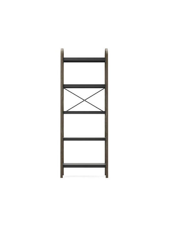 Bookcase Bellwood Black - Karydi 60.9x26x167.6cm