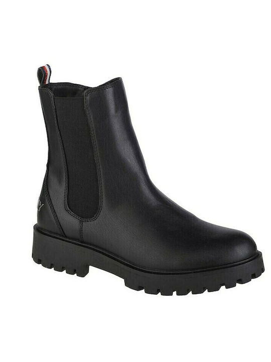 Leather Kids Boots with Zipper Black