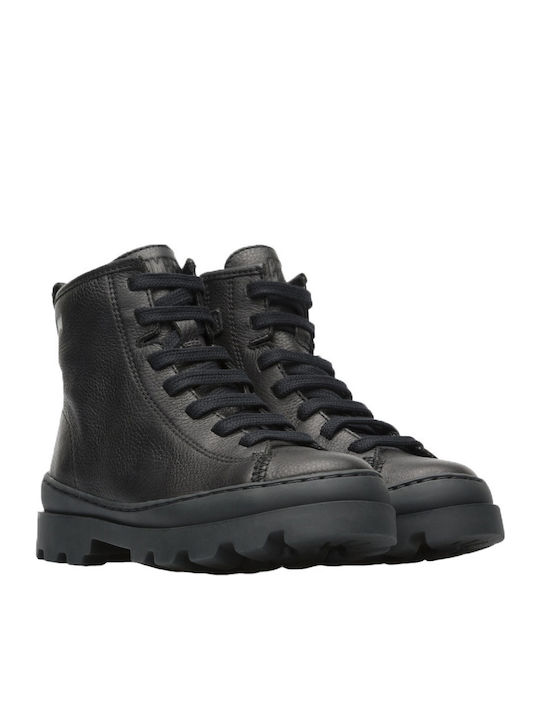 Brutus Anatomical Leather Kids Boots with Laces Black
