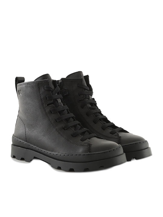 Brutus Anatomical Leather Kids Boots with Laces Black