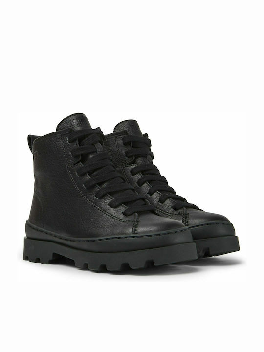 Brutus Anatomical Leather Kids Boots with Laces Black