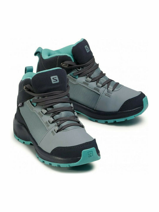 Kids Waterproof Leather Hiking Boots Outward Turquoise 409724