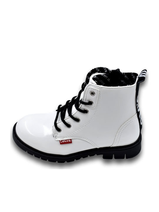 Pasadena Kids Boots from Patent Leather with Zipper White