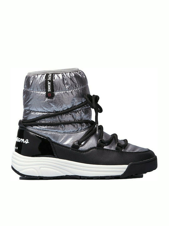 Jarvis Puff Kids Snow Boots with Laces Black
