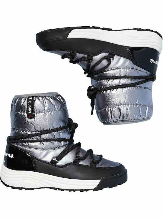 Jarvis Puff Kids Snow Boots with Laces Black
