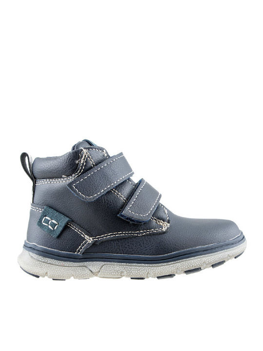 Vostok Anatomical Leather Kids Boots with Velcro Navy Blue