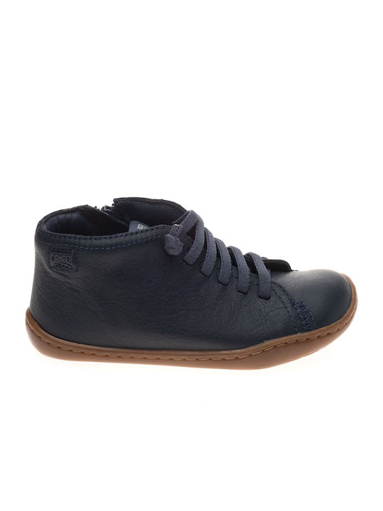 Peu Cami Anatomical Leather Kids Boots with Zipper Navy Blue