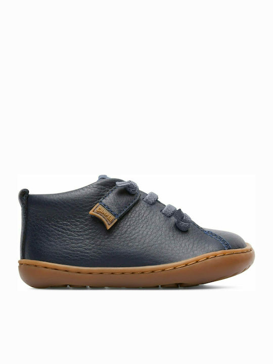 Peu Kids Leather Anatomic Boots with Lace Navy Blue